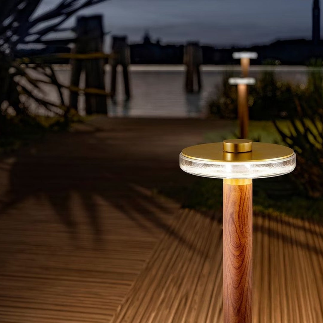 Gold Landscape Path Light — Die-Cast Aluminum, White Acrylic Shade, 12W LED, IP65, 3 Heights