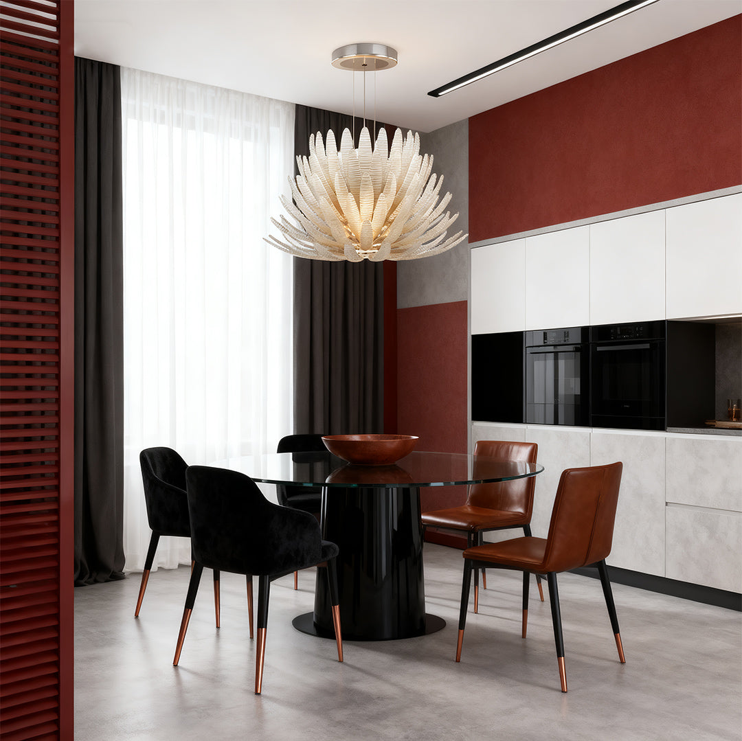 Art Deco Chandelier — Chrome Stainless Steel and Clear Glass, LED 3000K, 23.6" or 27.6", 59.1" Adjustable Chain