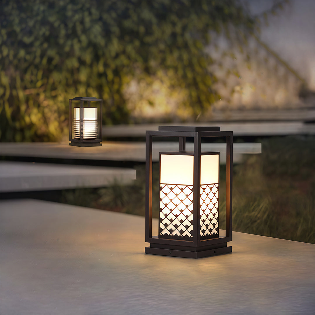 Waterproof Landscape Bollard Light — Black Zinc & Acrylic, LED, Solar or Hardwired, IP65, 3 Heights