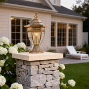 Classic Glass Outdoor Pillar Light — Solid Copper, Transparent Glass Shade, IP55 Weatherproof, E27/E14
