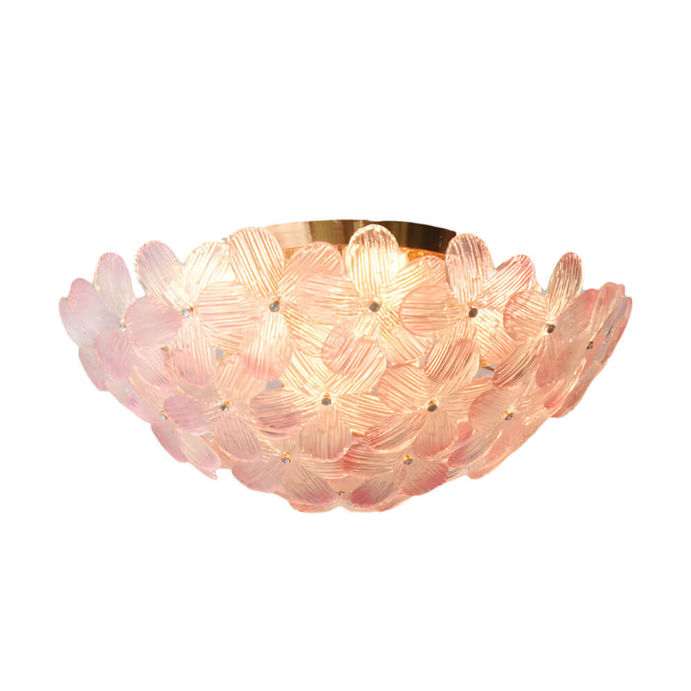 French Petal Glass Semi Flush-Mount — Iron Body, E14, 6-Light or 9-Light, Pink / Blue / Mint Green