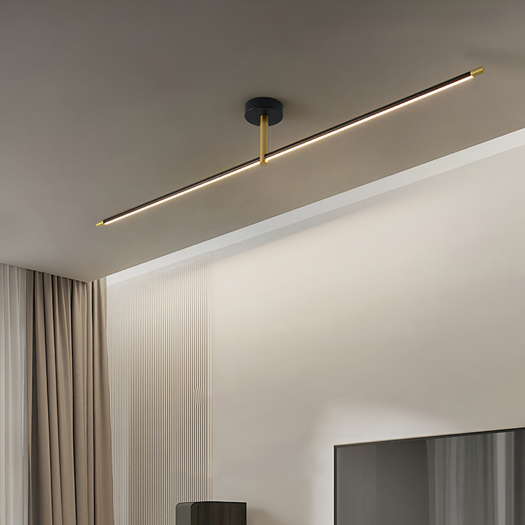 Minimalist Linear Semi-Flush Mount — Aluminum & Wrought Iron, Acrylic Shade, 12W–24W LED, 68cm–128cm