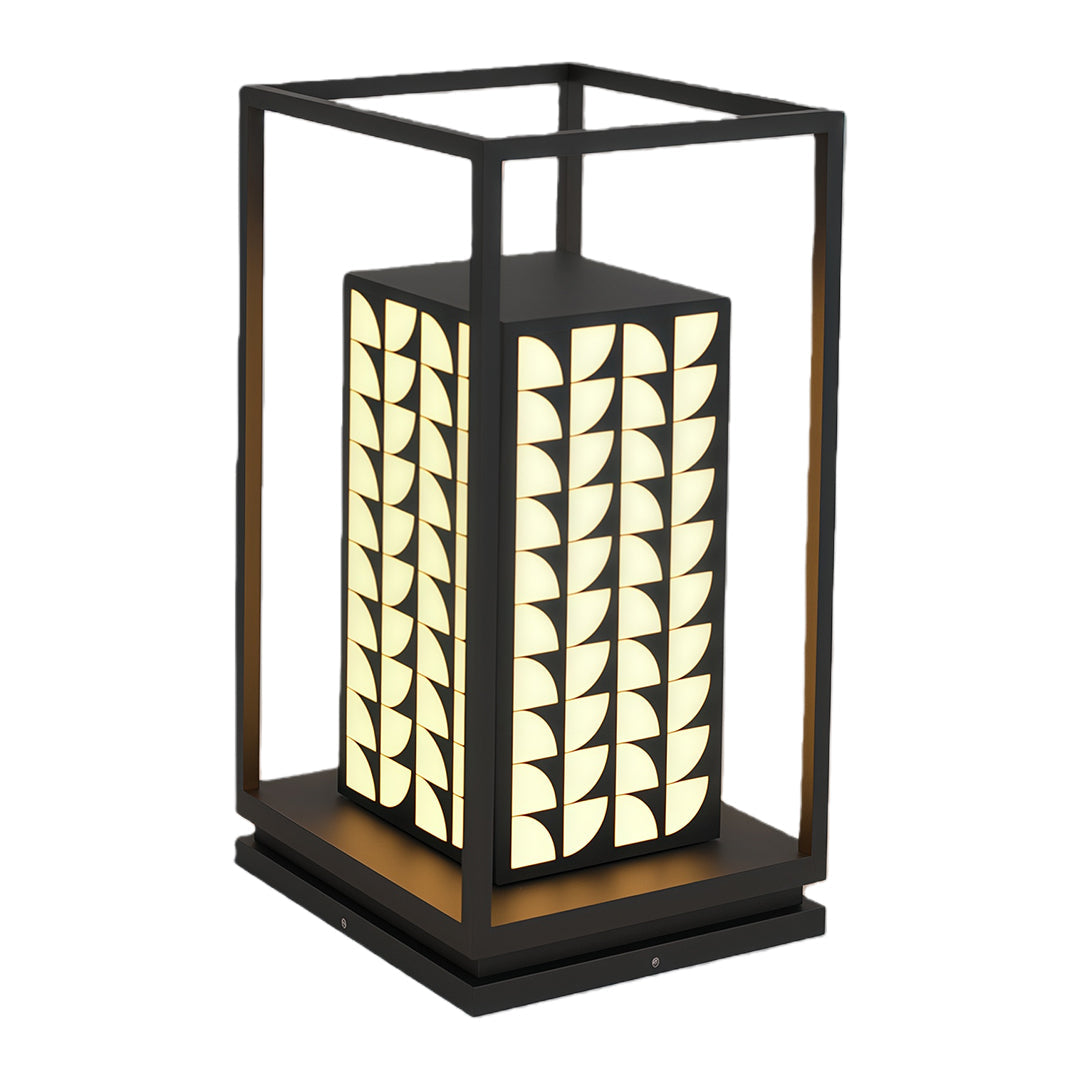 Modern LED Bollard Path Light — Black Stainless Steel, Acrylic Shade, Solar / Hardwired, IP65, 10000mAh