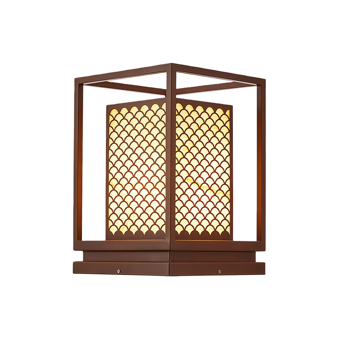 Faux Marble Outdoor Bollard Light — Stainless Steel, Coffee-Brown, Three-Color Dimming, IP54, LED, Two Sizes