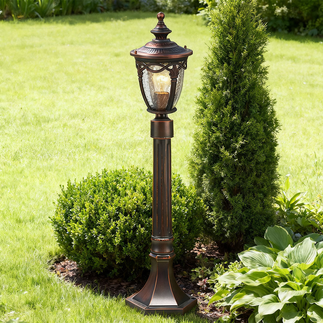Minimalist Outdoor Post Light — Black Aluminum, Clear Glass, 9W E26, IP44, 42.91" H