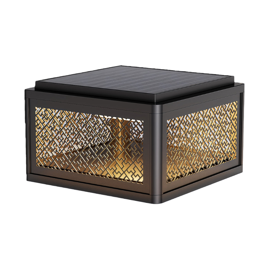 Modern Square Pillar Gate Light — Aluminum, Solar / Hardwired, Four-Color LED, IP54, 3 Sizes