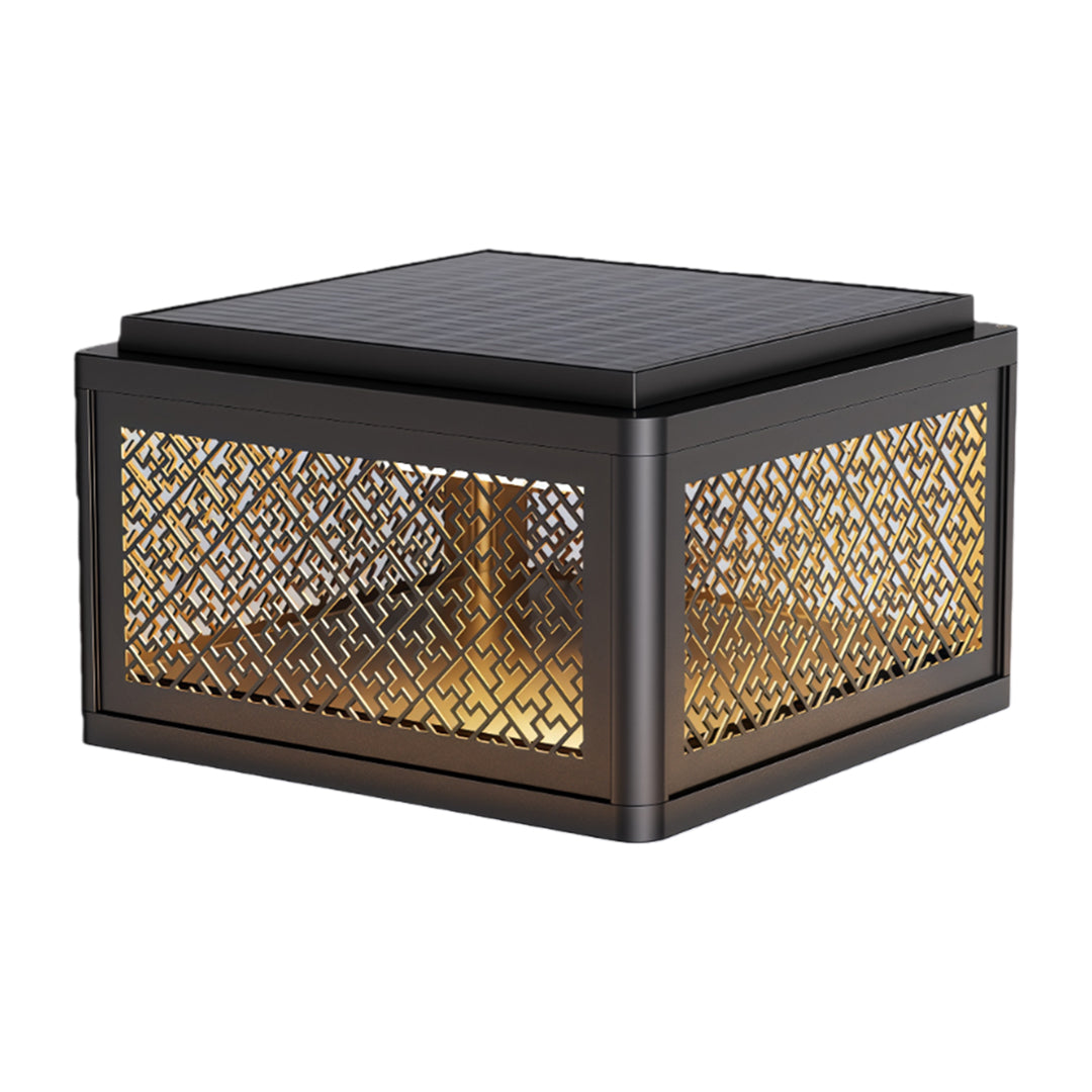 Modern Square Pillar Gate Light — Aluminum, Solar / Hardwired, Four-Color LED, IP54, 3 Sizes