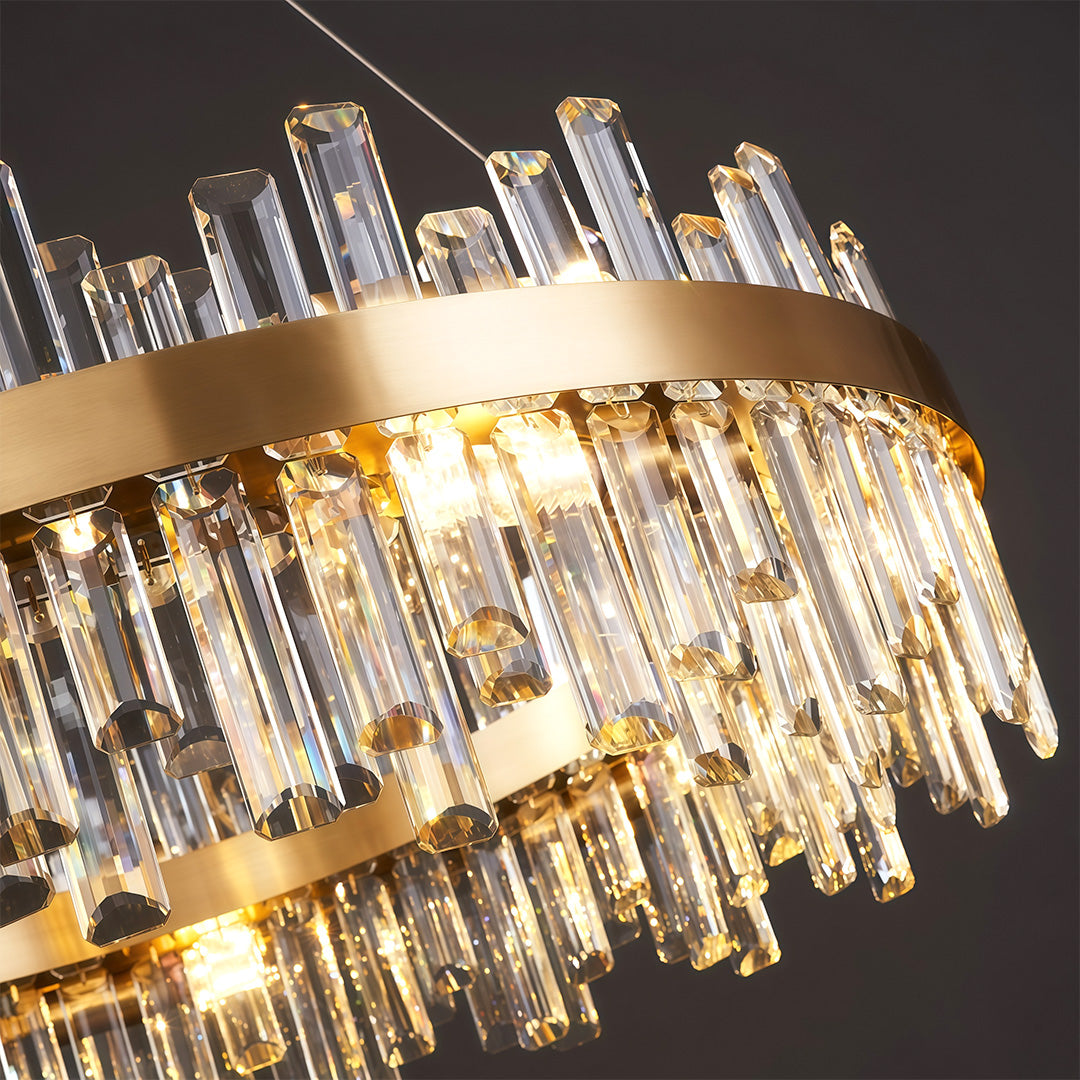 Geometric Crystal Chandelier — Copper-Iron Frame, E14, 23.6" or 31.5", Black / Chrome / Copper