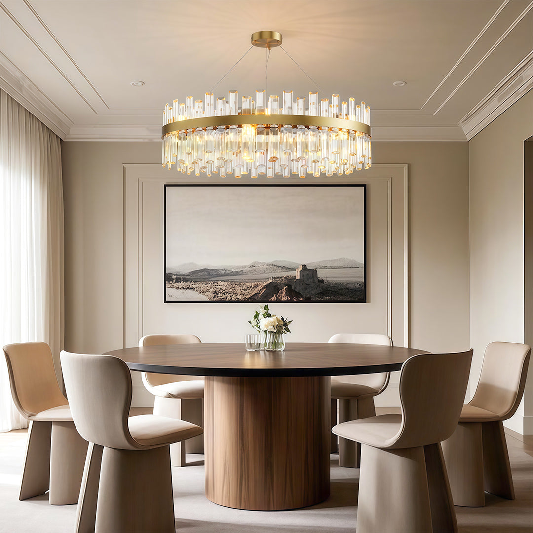 Geometric Crystal Chandelier — Copper-Iron Frame, E14, 23.6" or 31.5", Black / Chrome / Copper