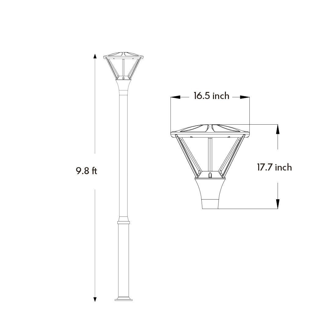 Modern Minimalist LED Outdoor Lamp Post — Die-Cast Aluminum, 48W OSRAM, 3000K, IP65, 10-Foot