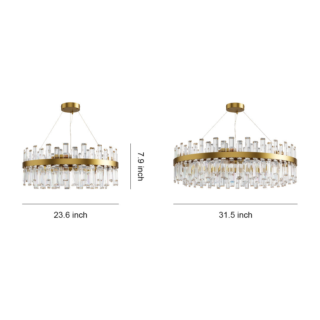 Geometric Crystal Chandelier — Copper-Iron Frame, E14, 23.6" or 31.5", Black / Chrome / Copper