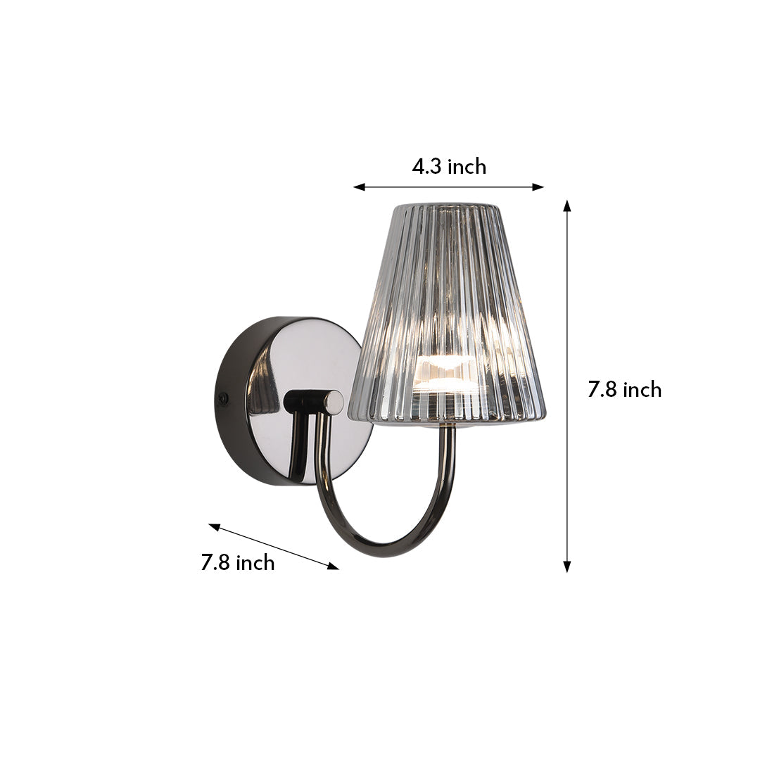 Vintage Cone Wall Sconce — Black Aluminum, Glass Shade, 6W LED, 3-Step Dimming (3000K/4500K/6000K)