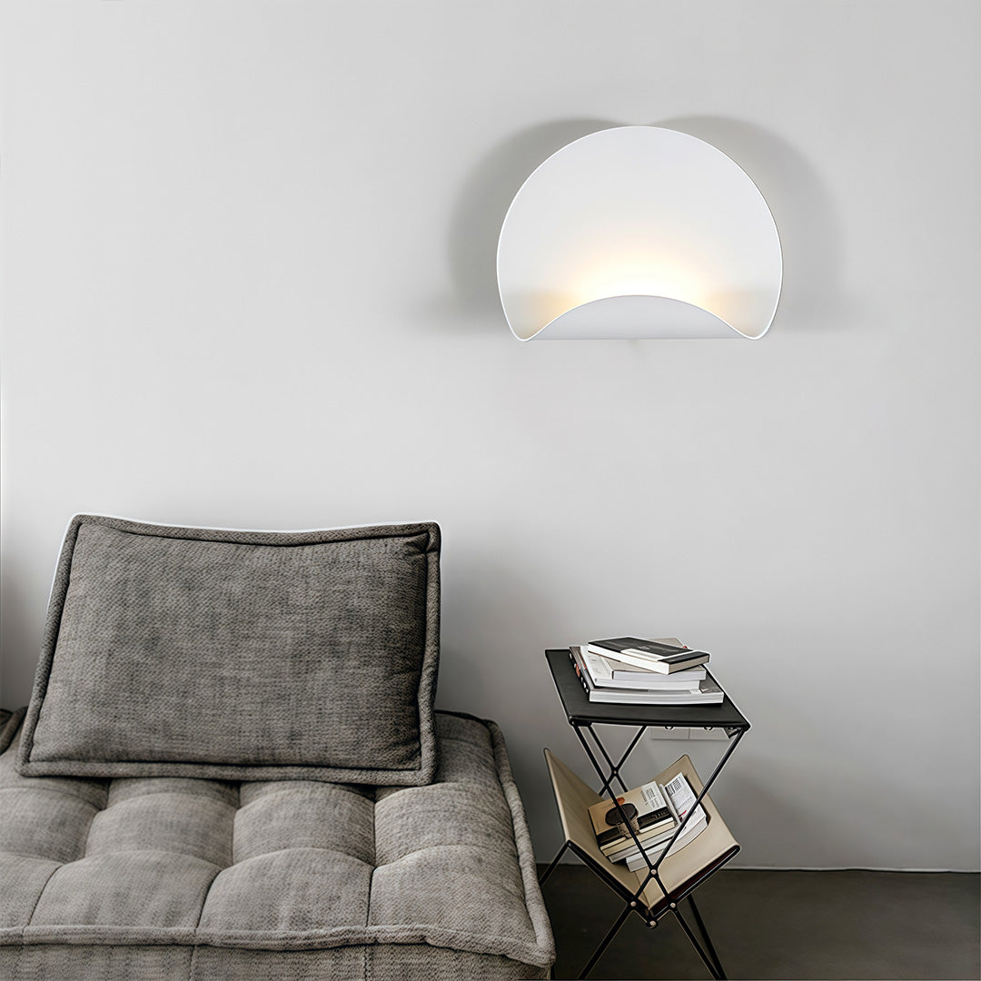 Minimalist White Wall Sconce — Iron, 5W LED, Three-Color Dimming (3000K / 4500K / 6000K), Hardwired