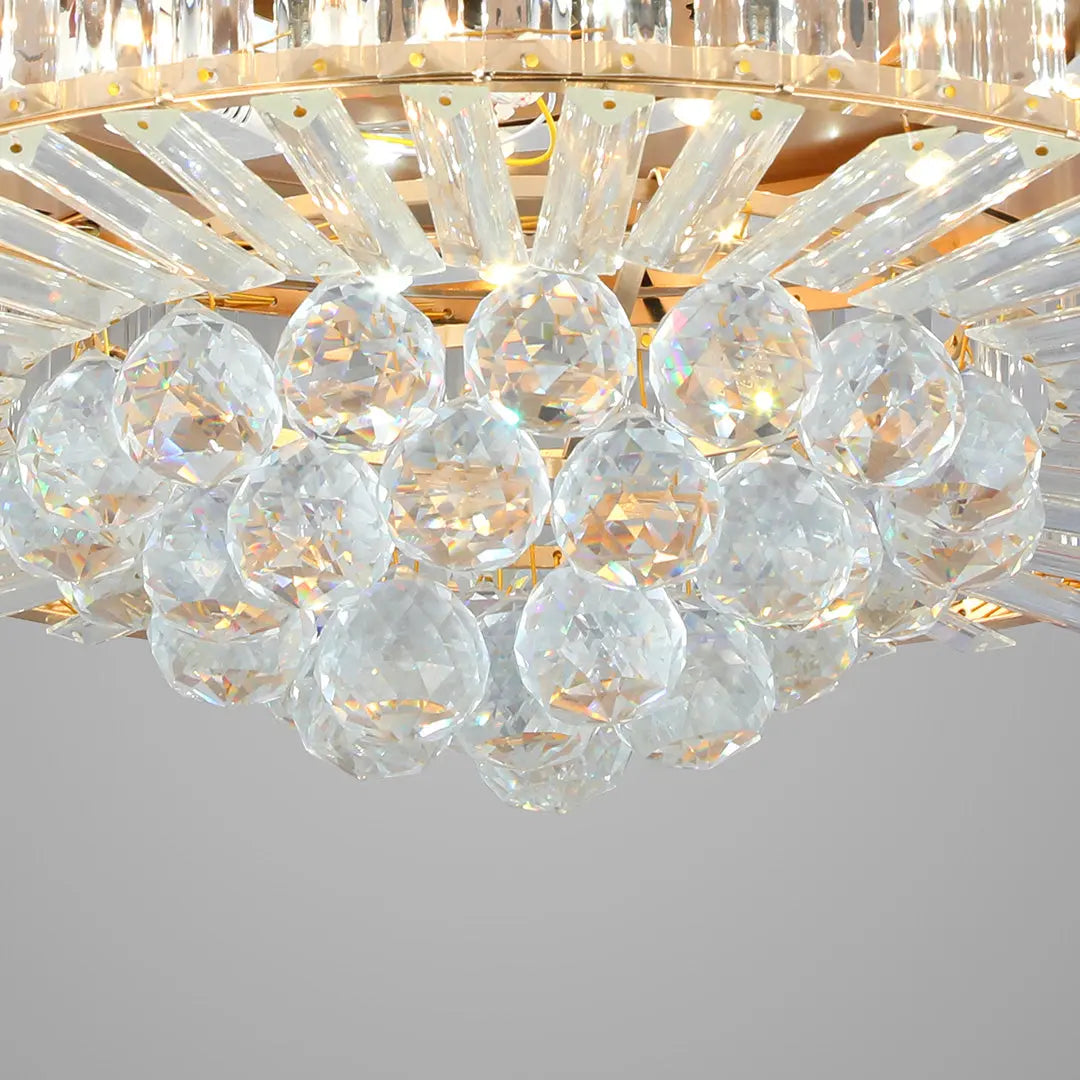 Luxury European-Style Crystal Ceiling Fan with Lights in Gold Iron Luxe