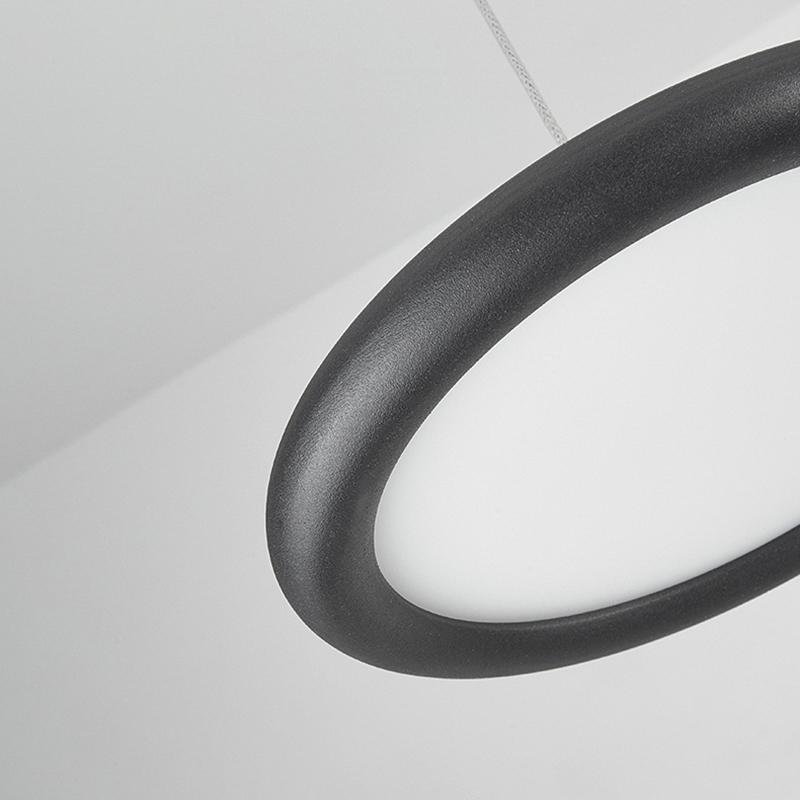 Geometric Circle Pendant Light — Aluminum & PMMA, 3-Head, 24" Diameter, LED Integrated, Black