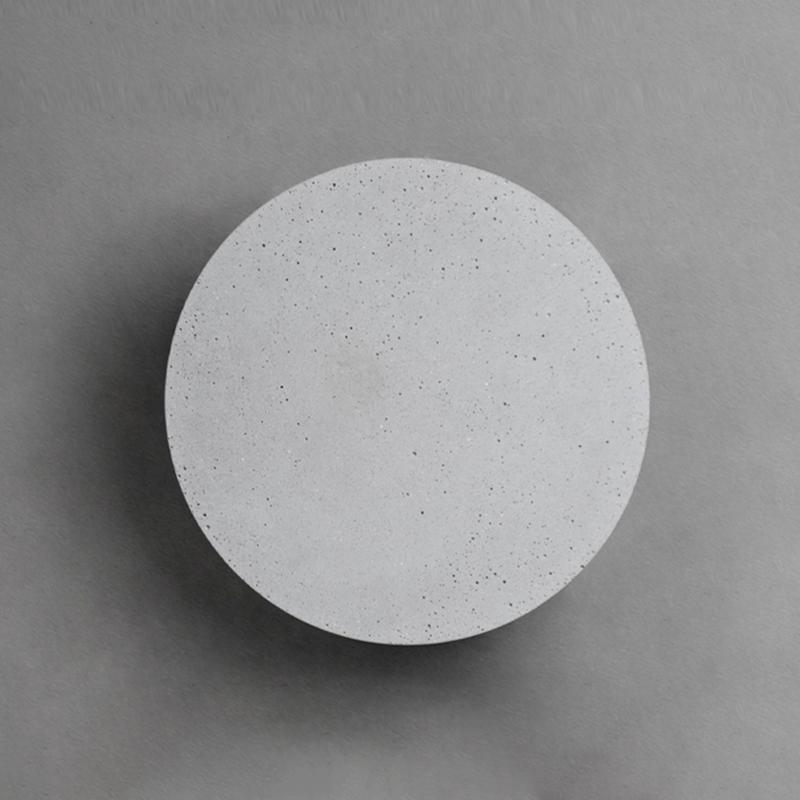 Round Concrete Flush Outdoor Wall Sconce — Gray, LED 16W–20W, 3000K Warm White, IP54, 7" or 9.45"
