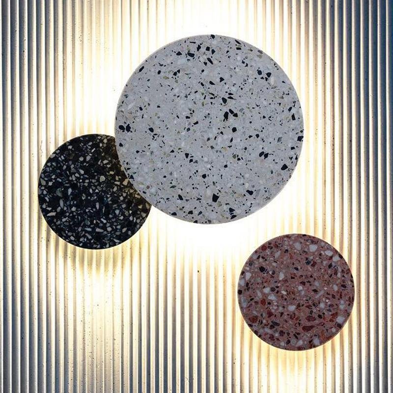 Terrazzo Circular Outdoor Wall Sconce — PMMA, 15W Integrated LED, IP54, 3000K Warm White