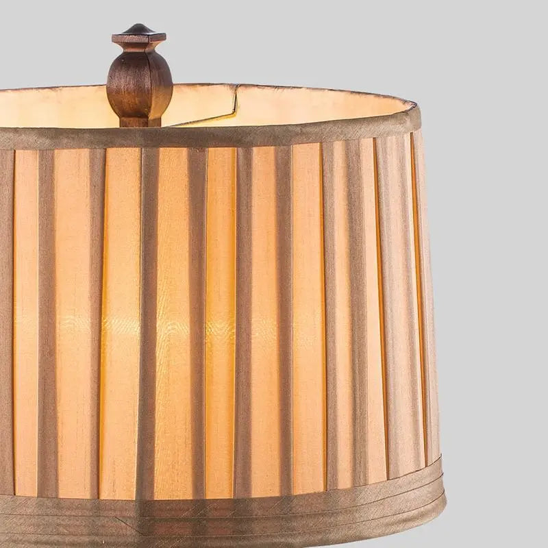 Antique Rustic Style Tower Table Lamp with Stripe Drum Shade Luxe