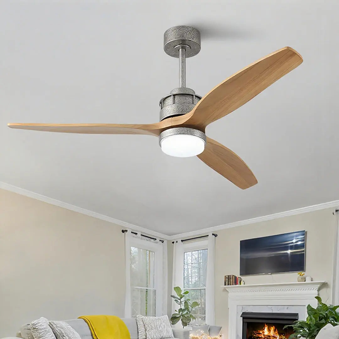 Remote-Controlled 3-Blade Wood Fandelier Ceiling Fan with Light Luxe