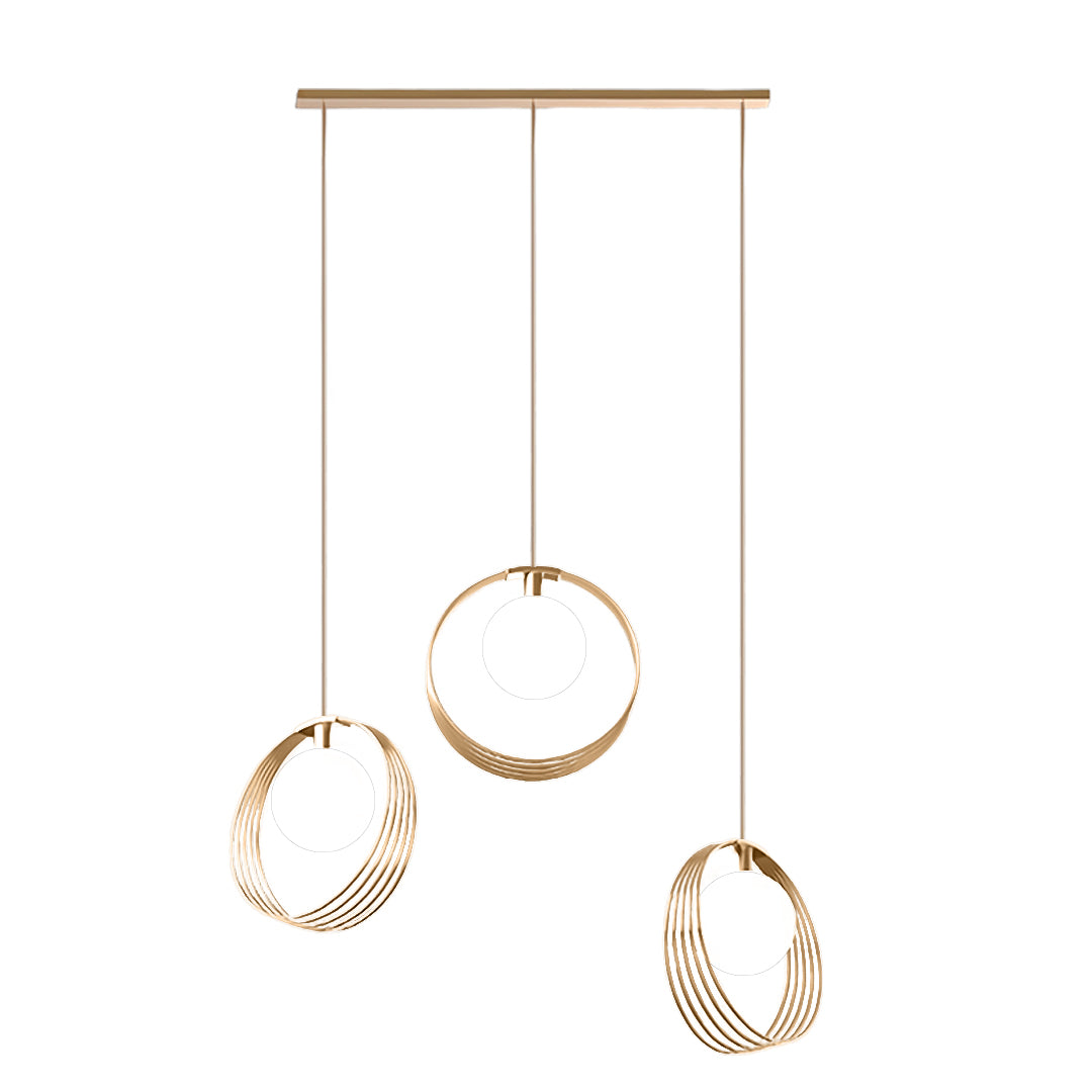 Minimalist 3-Light Pendant — Iron Ring or Petal Design, Acrylic, Three-Color Dimming, Adjustable Height