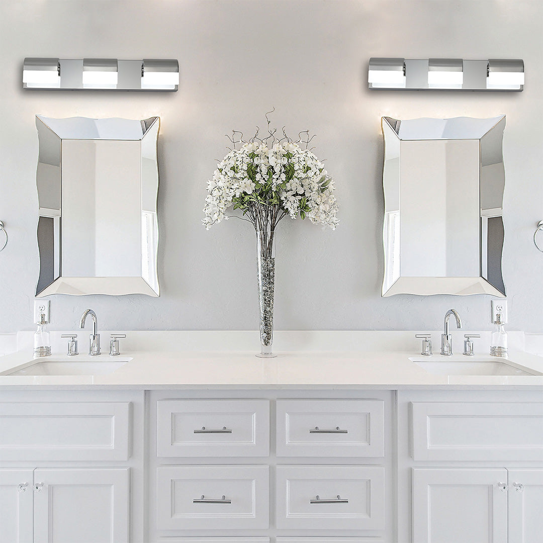 Modern Bathroom Vanity Light — Black Iron, White Acrylic, Integrated LED 6000K, 3- to 6-Light