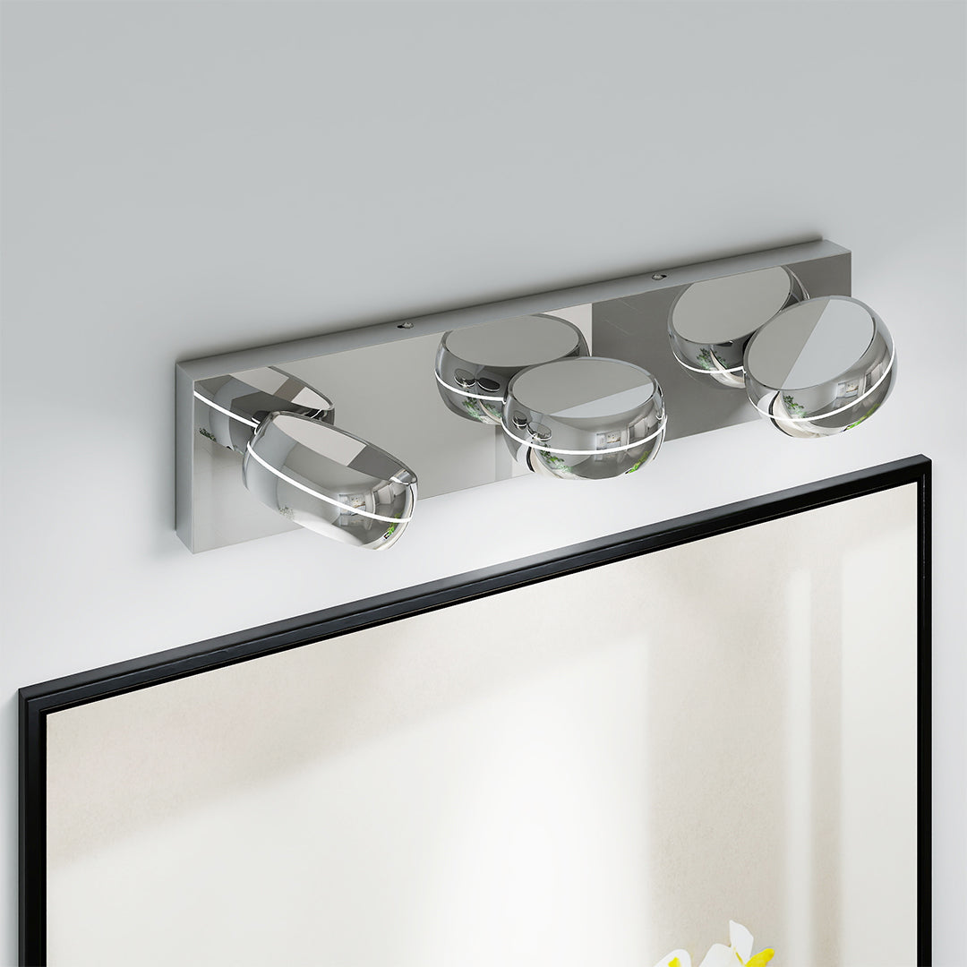 Minimalist Chrome Bathroom Vanity Light — Aluminum, LED 6000K, 3 to 6-Light Configurations