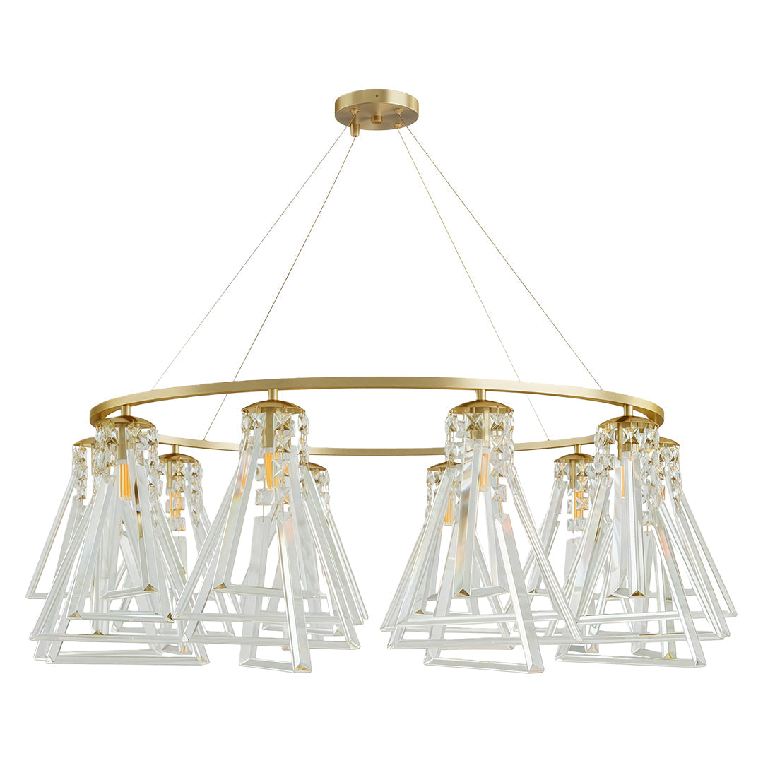 Minimalist Crystal Chandelier — Solid Copper, G9, 8- or 10-Light, Brass / Chrome / Black