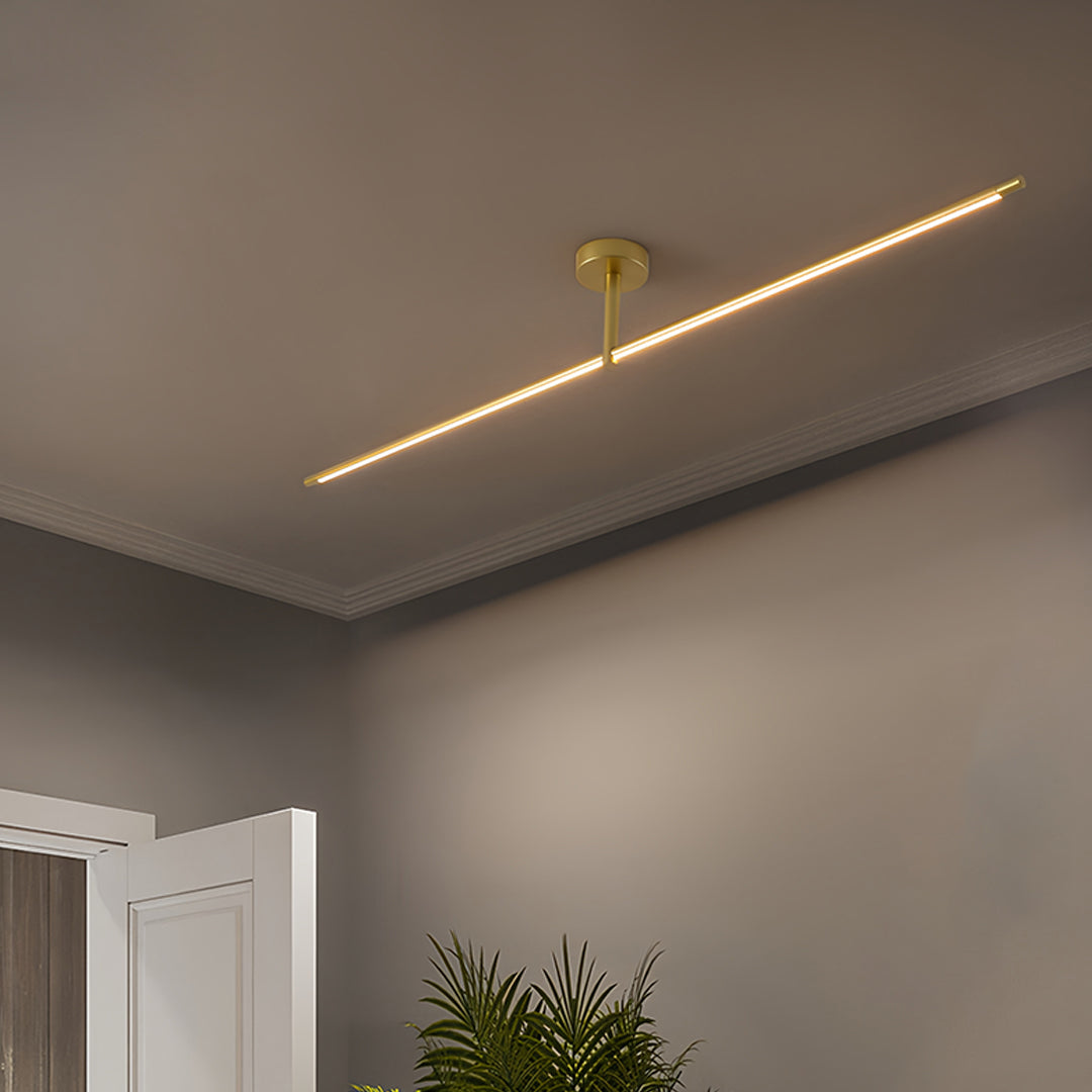 Minimalist Linear Semi-Flush Mount — Aluminum & Wrought Iron, Acrylic Shade, 12W–24W LED, 68cm–128cm
