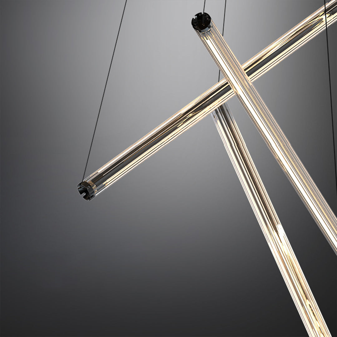 Minimalist LED Linear Chandelier — Stainless Steel & Acrylic, 3/5/7-Light, 36W–140W, 4000K RA97, Black or Gold
