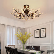American Leaf Chandeliers: Crystal Semi-Flush Ceiling Lights