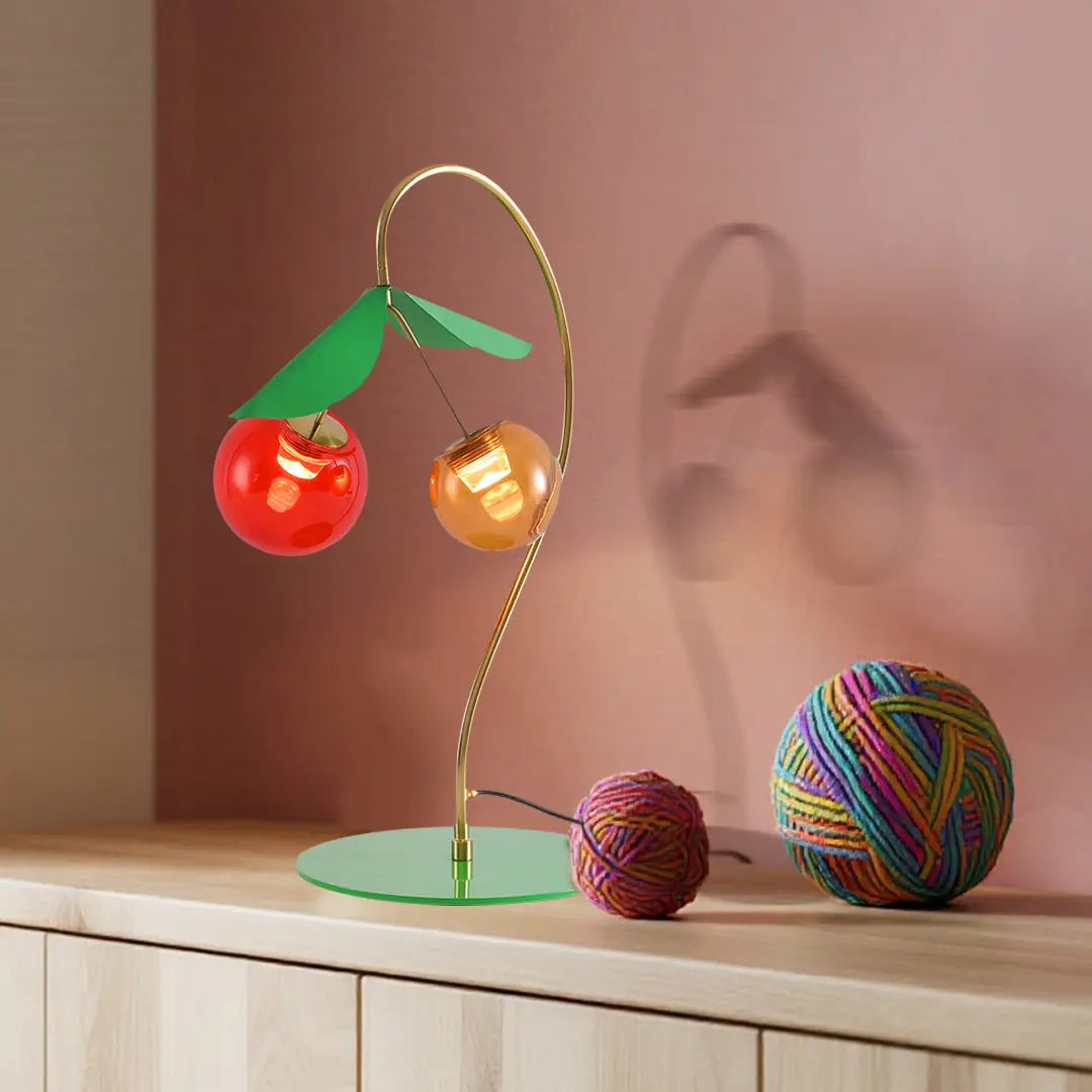 Modern Nordic Dual-Head LED Table Lamps with Stained Glass Design - Creative Cherry Style Luxe