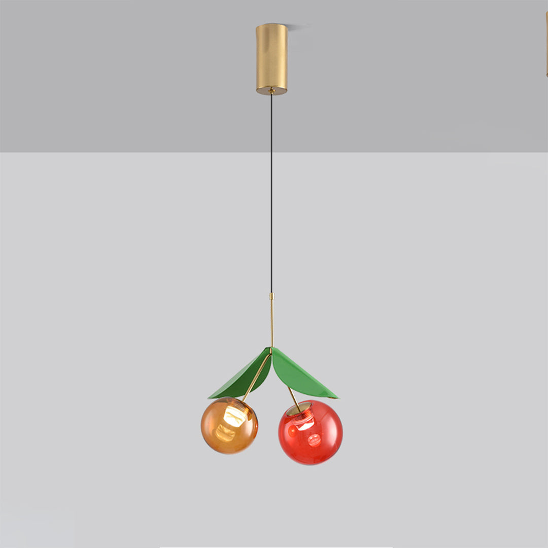 Cherry Glass Globe Mini Pendant — Electroplated Metal, LED, 6W / 12W, Three-Color Dimming
