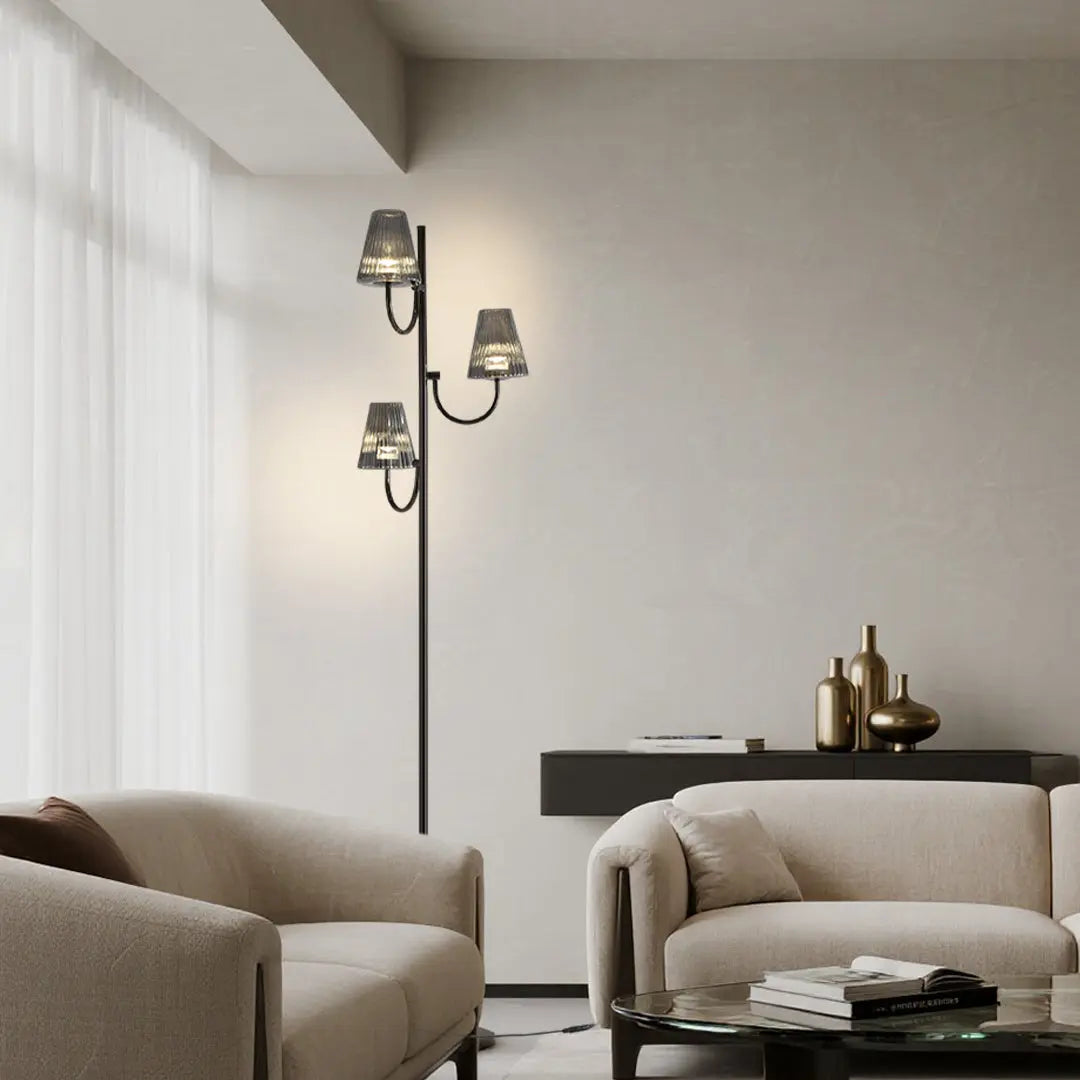 Contemporary Minimalist Black Floor Lamp in American Style Luxe