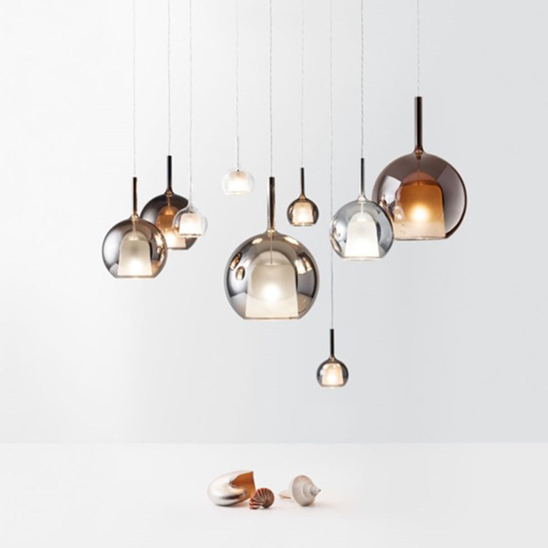 Hand-Blown Glass Ball Mini Pendant — Electroplated Iron, G9, 3000K Warm, 3 Sizes