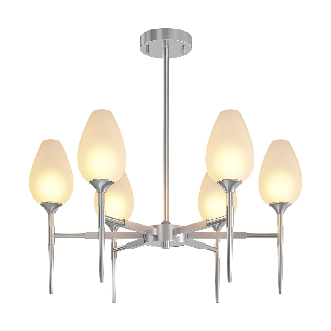 Minimalist Glass Chandelier — Brass Frame, Transparent Glass Shades, G9, 4-, 6-, or 8-Light