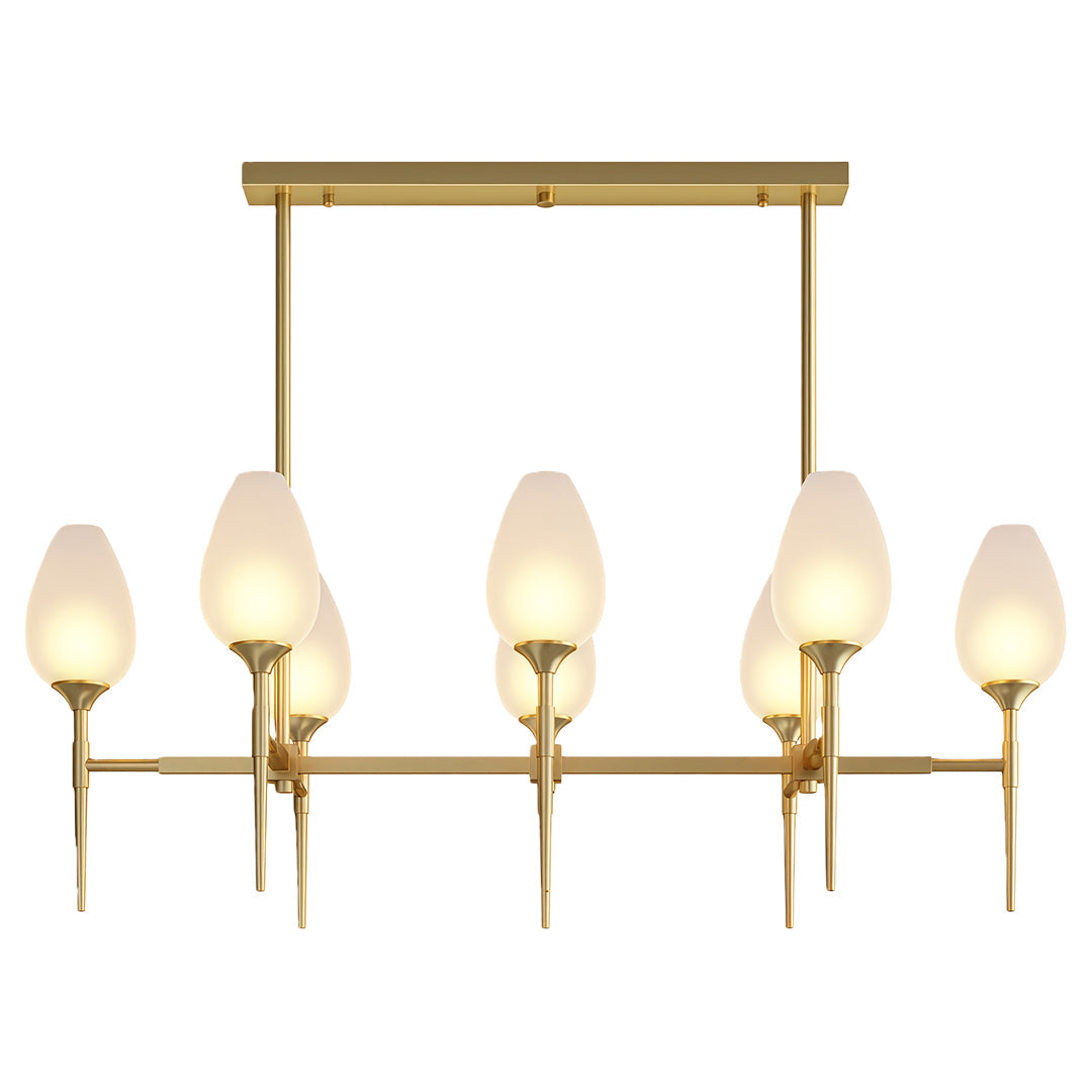Minimalist Glass Chandelier — Brass Frame, Transparent Glass Shades, G9, 4-, 6-, or 8-Light