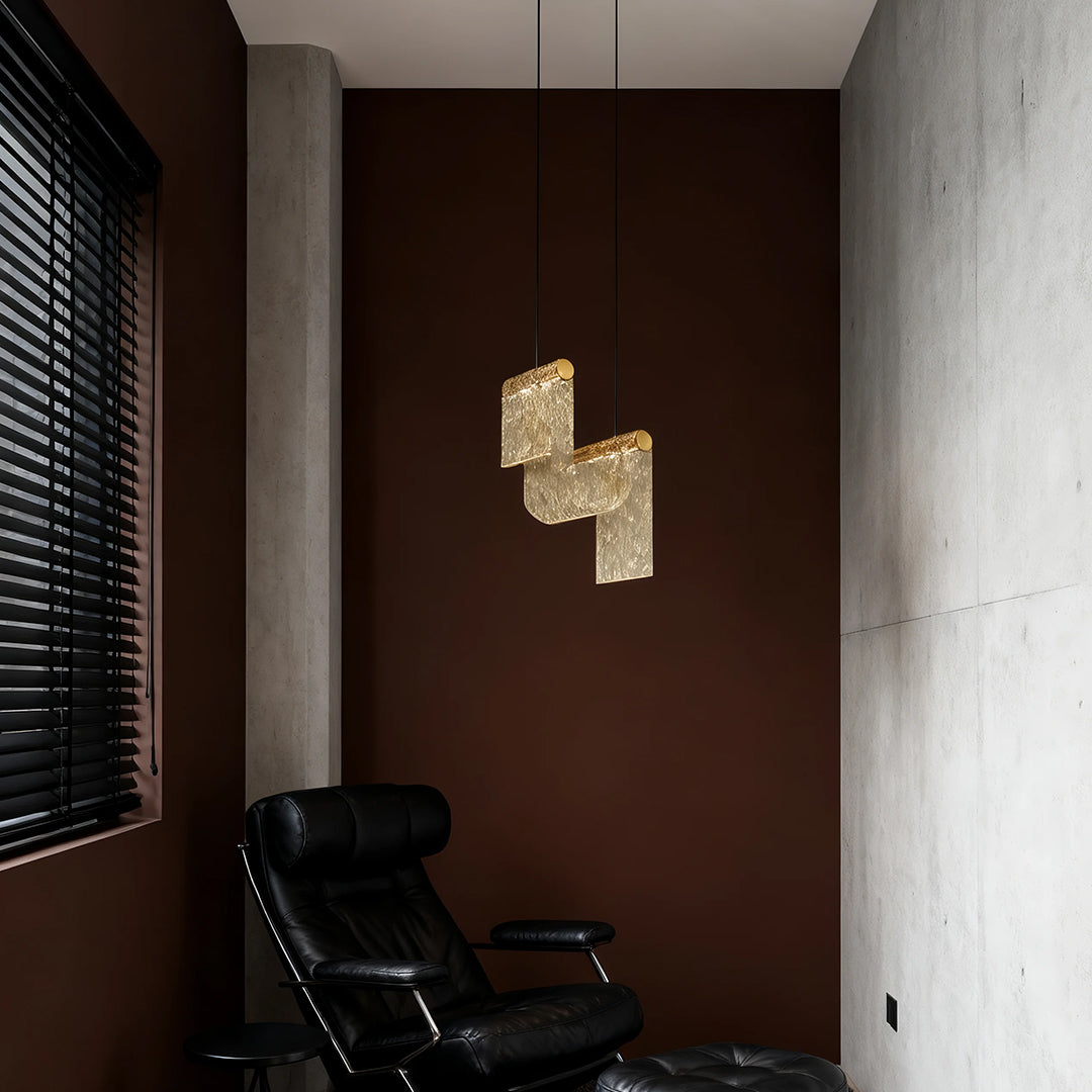 Minimalist Gold Multi-Light Pendant — Amber Glass, 9W LED Warm White, Adjustable Chain