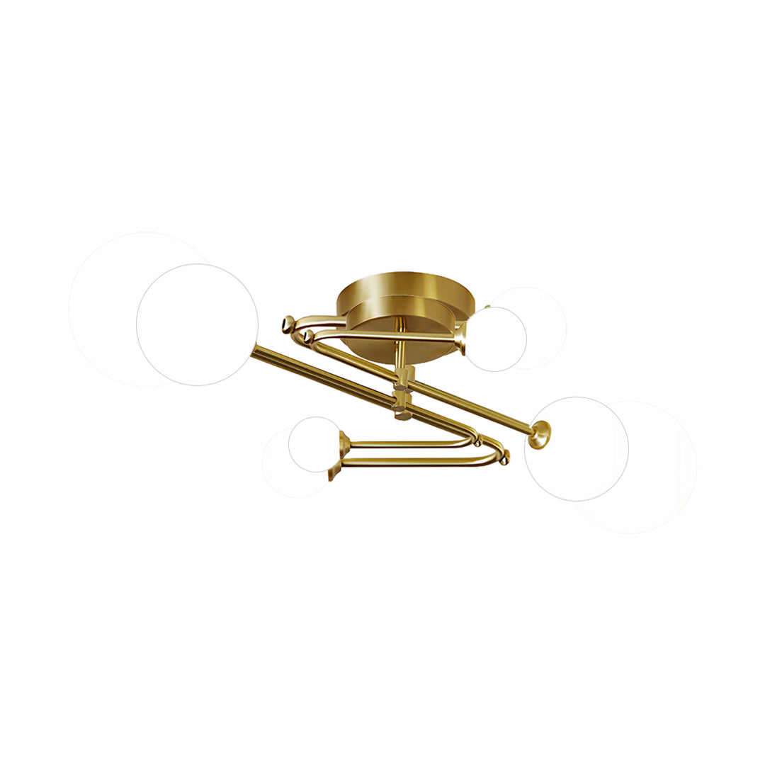 Magic Bean Semi Flush-Mount Ceiling Light — Gold Iron, Hand-Blown Glass, 3-Step Dimming (3000K/4500K/6000K), 4, 6, or 9-Light