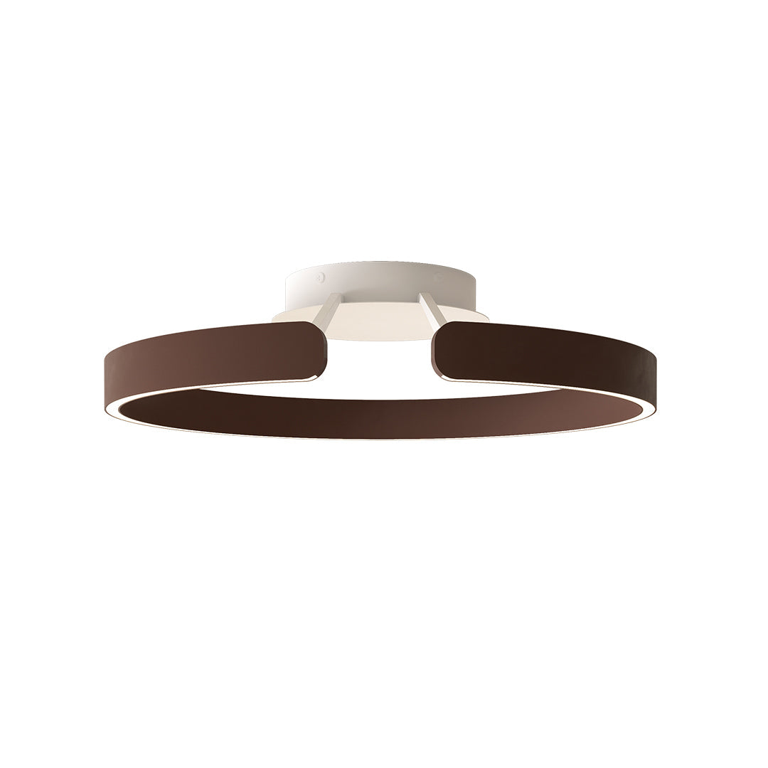 Minimalist Halo Ring Flush-Mount Ceiling Light — Iron & Aluminum, 80W LED, 15.8" or 23.6", Black / White / Coffee Brown