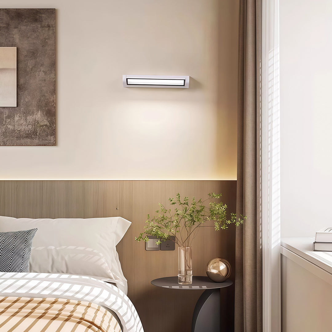 Rotatable Linear LED Wall Sconce — Black Aluminum, Acrylic Shade, 12W/18W/30W, 3000K/4000K/6000K