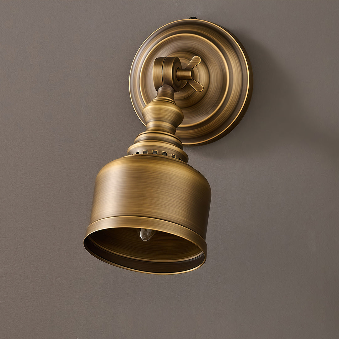 Retro Solid Brass Wall Sconce — Hardwired, E14, Brass or Brass-and-Glass Shade, 4 Models