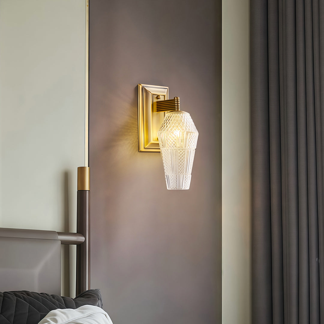 French Retro Brass Wall Sconce — Translucent Glass Shade, G9, Hardwired