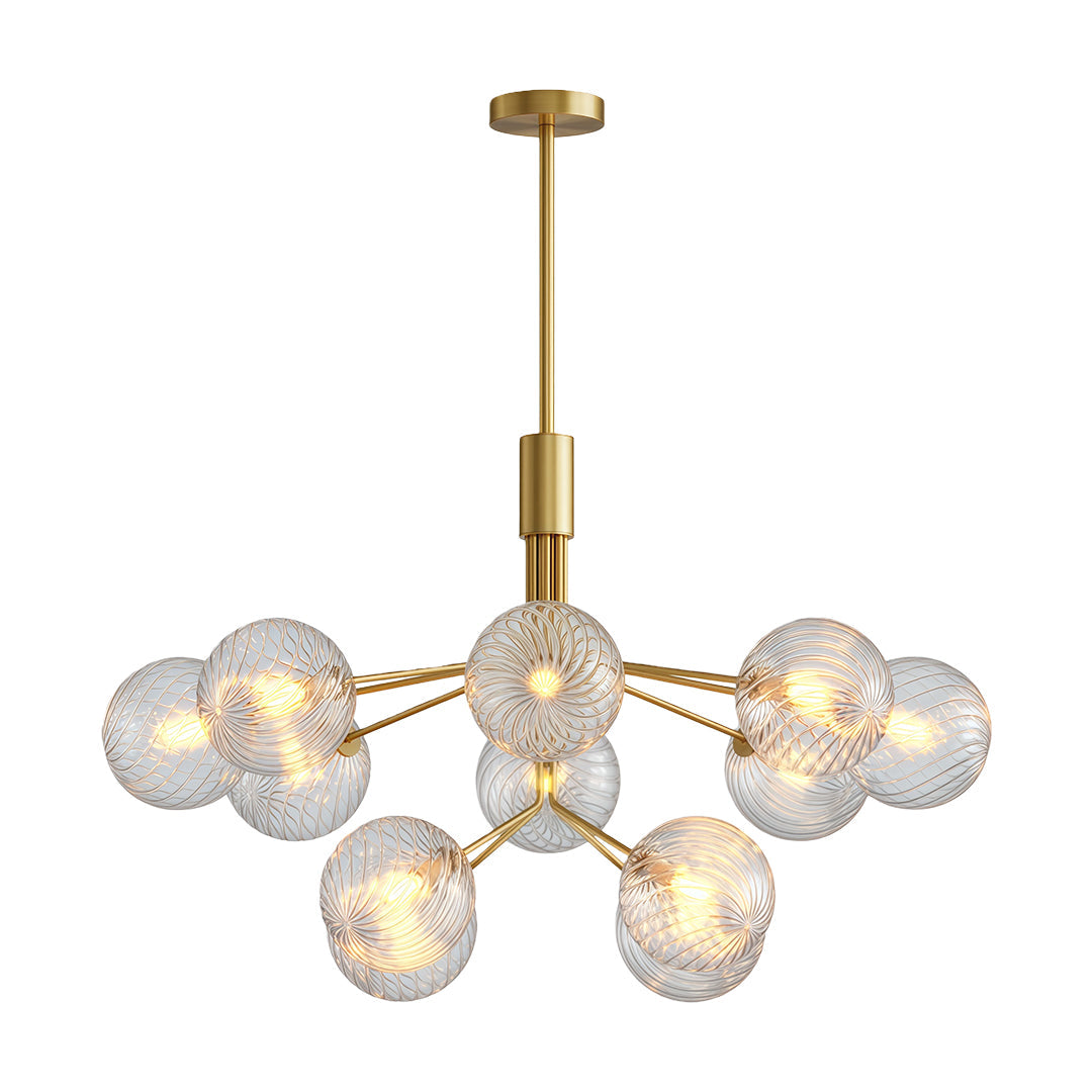 Glass Ball Chandelier — Solid Copper, G9, 9-, 12-, or 18-Light, Copper / Nickel / Black