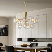 Glass Ball Chandelier — Solid Copper, G9, 9-, 12-, or 18-Light, Copper / Nickel / Black