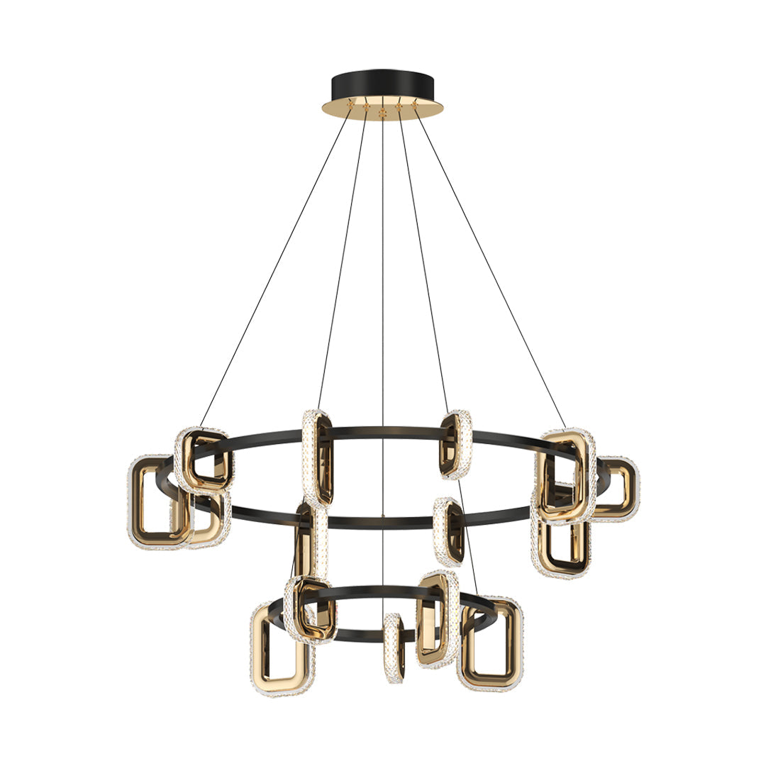 Modern Acrylic Chandelier — Gold Aluminum, 3-Step Dimming (3000K/4500K/6000K), 6- to 18-Light, Single- or Double-Layer