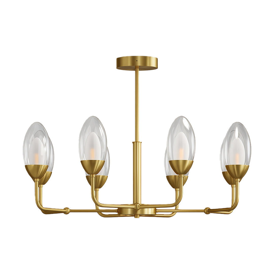 Modern Minimalist Copper Chandelier — Full-Copper Frame, Transparent Glass, G9, 6-, 8-, or 10-Light
