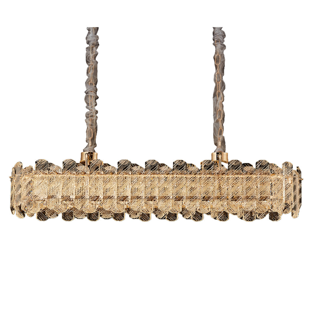 Crystal Chandelier — Champagne Gold Carbon Steel, LED, Dual-Color Dimming, Six Configurations, Adjustable 31.5" Cord