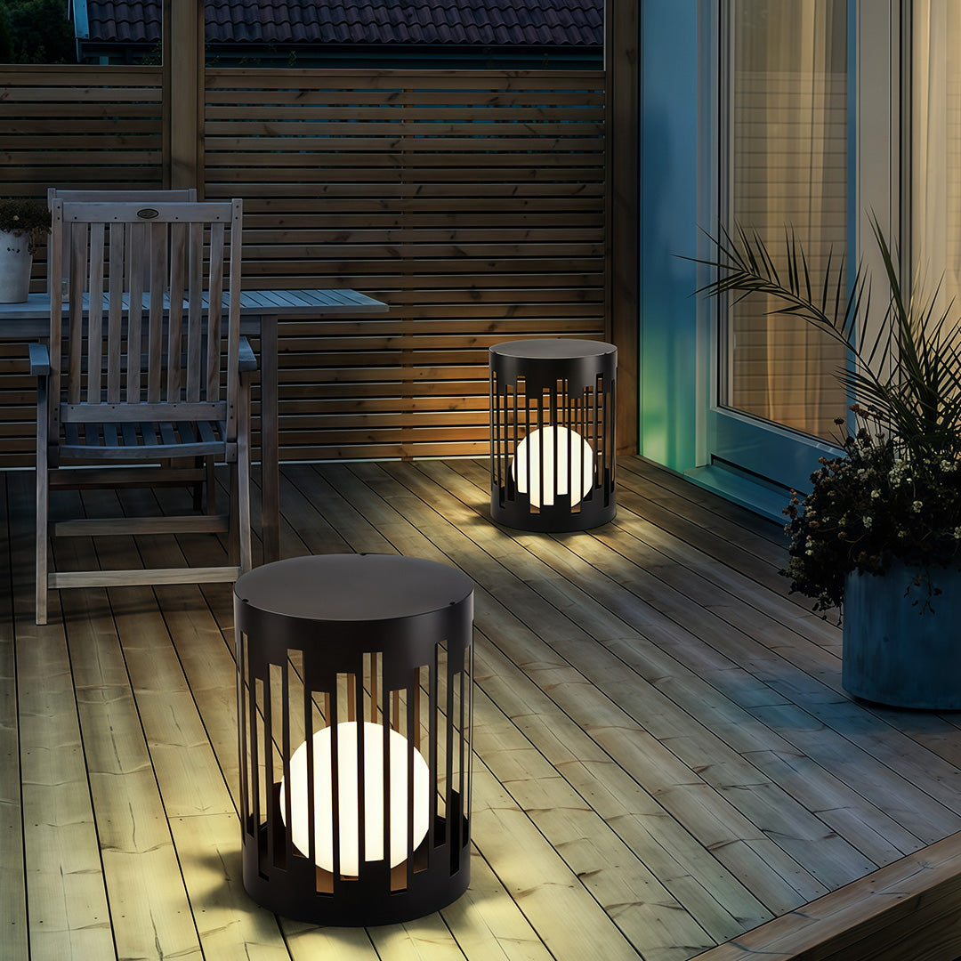 Classic Outdoor Lantern Light — Black Metal, E27 Hardwired or Solar, 3-Step Dimming, IP65, 3 Sizes