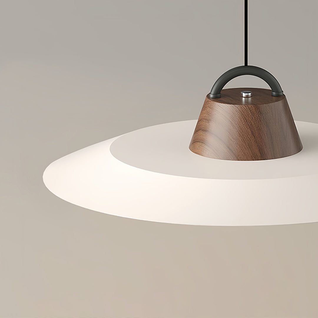 Minimalist Saucer Pendant Light — Aluminum & Iron, 30W Full-Spectrum LED, Three-Color Dimming, 15.75" Wide