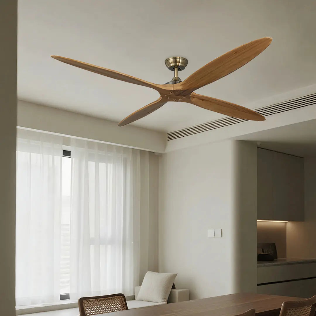 Modern Large Wood Propeller Ceiling Fan with Remote Control Luxe